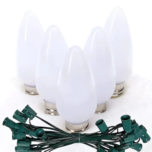 C9 Cool White Smooth ProCore LED Christmas Light Bulb String Light Set 25 Lights 25’ Christmas Lights