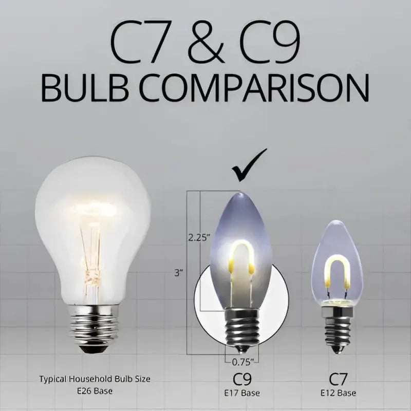 C9 Cool White Transparent Shatterproof LED Filament Vintage Christmas Light Bulb Pack of 5 - Christmas Lights