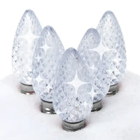 C9 Cool White Twinkle Faceted ProCore® LED Christmas Light Bulbs