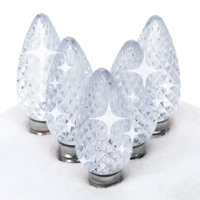 C9 Bulbs Cool White twinkle LED Christmas lights