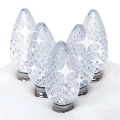 C9 Cool White Twinkle ProCore LED Christmas Light Bulbs - Christmas Lights