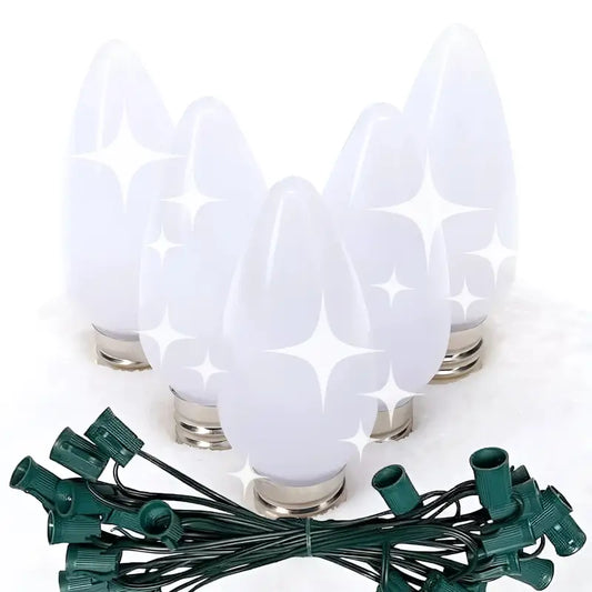 C9 Cool White Twinkle Smooth ProCore LED Christmas Light Bulb String Light Set 25 Lights 25’ Christmas Lights