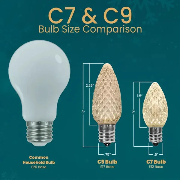 C9 Lime Green Faceted ProCore® LED Christmas Light Bulbs