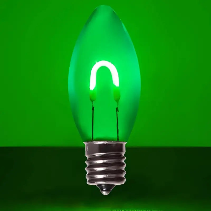 C9 Green Transparent Shatterproof LED Filament Vintage Christmas Light Bulb Pack of 5 - Christmas Lights