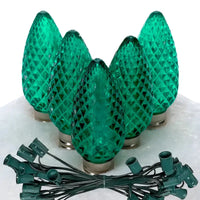 C9 Green Faceted ProCore® LED Christmas Light Bulb String Light Set, 25 Lights, 25'