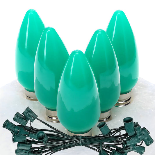 C9 Green ProCore LED Christmas Light Bulb String Light Set Opaque 25 Lights 25’ - Christmas Lights