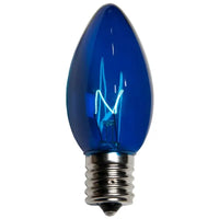 C9 Incandescent Christmas Light Bulbs, Blue, Transparent, Pack of 25
