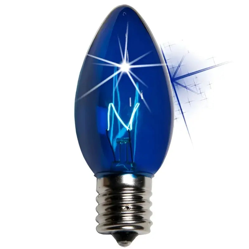 C9 Incandescent Christmas Light Bulbs Blue TWINKLE Transparent Pack of 25 - Christmas Lights