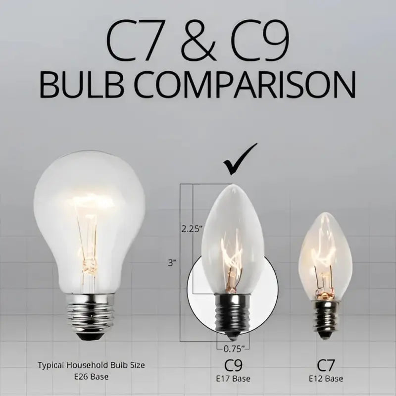 C9 Incandescent Christmas Light Bulbs Clear TWINKLE Transparent Pack of 25 - Christmas Lights