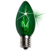 C9 Incandescent Christmas Light Bulbs, Green TWINKLE, Transparent, Pack of 25
