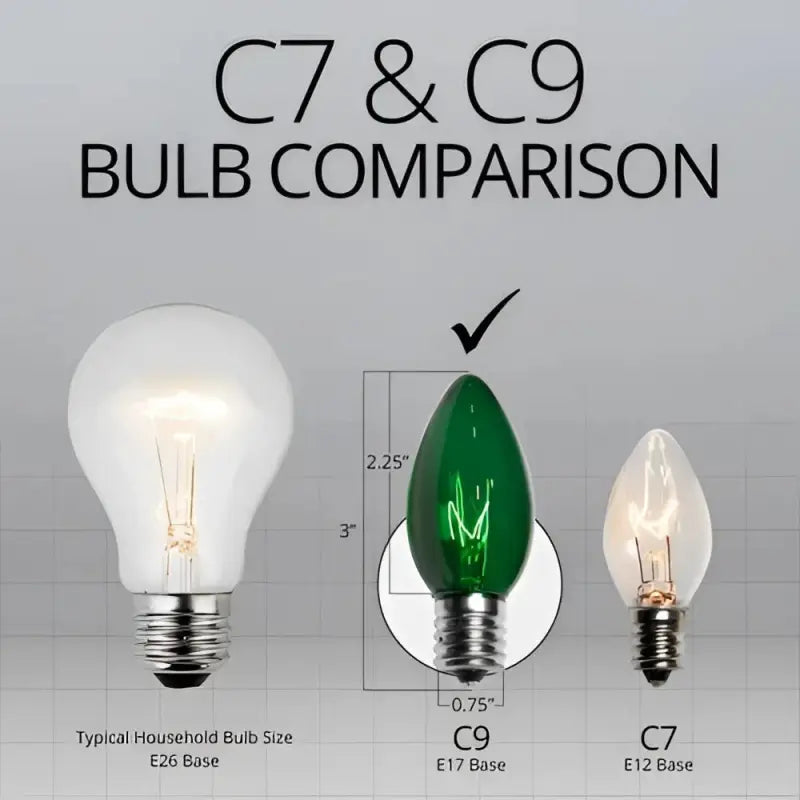 C9 Incandescent Christmas Light Bulbs Green TWINKLE Transparent Pack of 25 - Christmas Lights