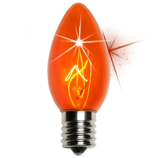 C9 Incandescent Christmas Light Bulbs Orange TWINKLE Transparent Pack of 25 - Christmas Lights