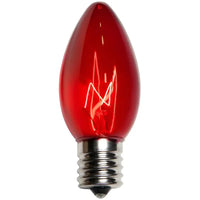 C9 Incandescent Christmas Light Bulbs, Red, Transparent, Pack of 25