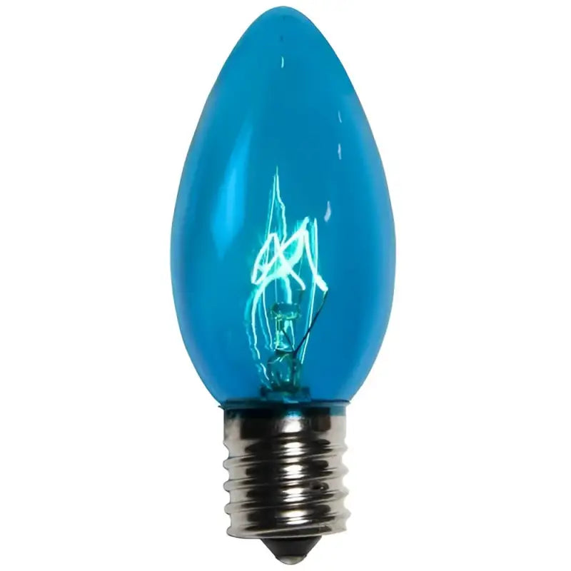 C9 Incandescent Christmas Light Bulbs Teal Transparent Pack of 25 - Christmas Lights