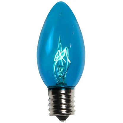C9 Incandescent Christmas Light Bulbs Teal Transparent Pack of 25 - Christmas Lights