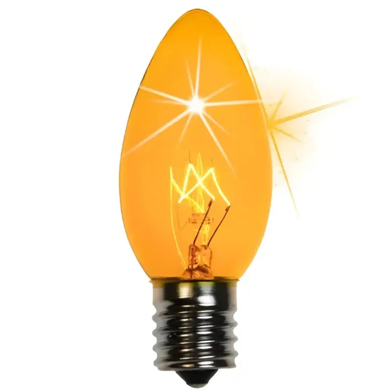 C9 Incandescent Christmas Light Bulbs Yellow TWINKLE Transparent Pack of 25 - Christmas Lights