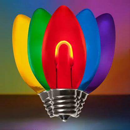 C9 Multicolor Transparent Shatterproof LED Filament Vintage Christmas Light Bulb Pack of 5 - Christmas Lights
