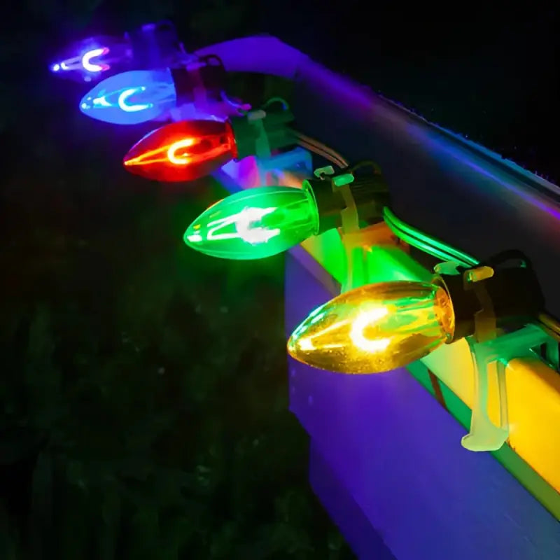 C9 Multicolor Transparent Shatterproof LED Filament Vintage Christmas Light Bulb Pack of 5 - Christmas Lights