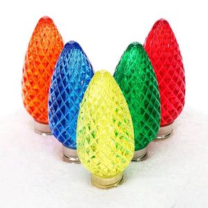 C9 Multicolor LED Christmas Light Bulbs, Faceted, Pack of 25 Christmas Lights Guanyi