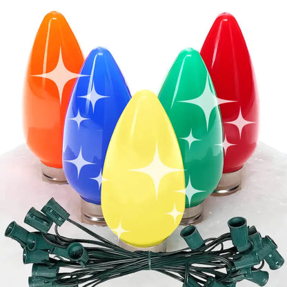C9 Multicolor Twinkle Smooth ProCore LED Christmas Light Bulb String Light Set 25 Lights 25’ Christmas Lights