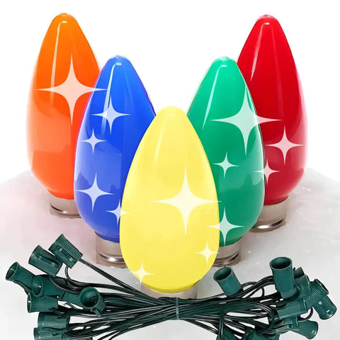 C9 Multicolor Twinkle Smooth ProCore® LED Christmas Light Bulb String Light Set 25 Lights 25’ - Christmas Lights