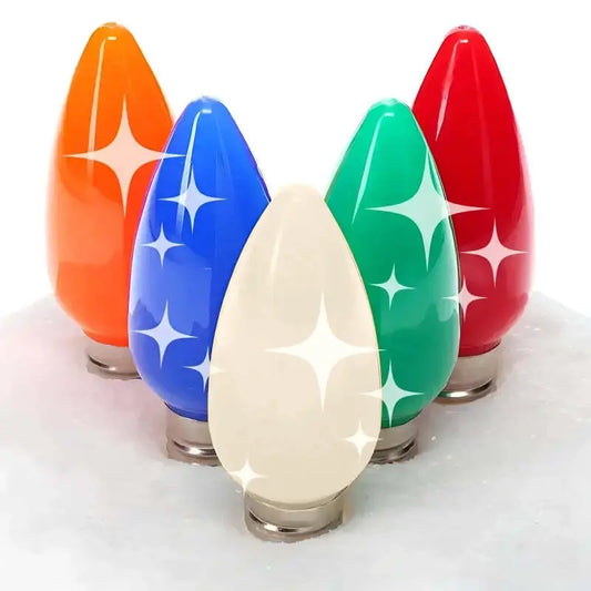 C9 Multicolor Red, Blue, Green, Orange, Warm White, Twinkle Smooth ProCore® LED Christmas Light Bulbs