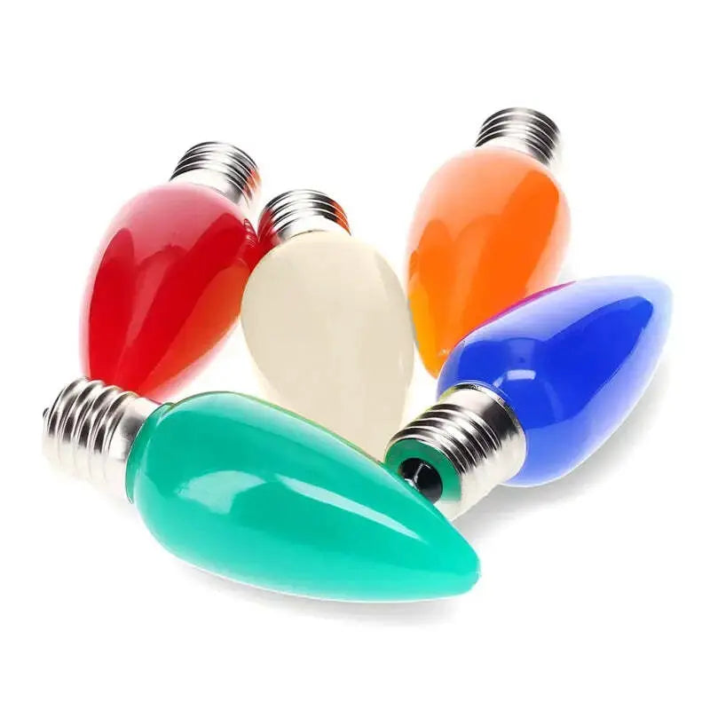 C9 Multicolor Red, Blue, Green, Orange, Warm White, Twinkle Smooth ProCore® LED Christmas Light Bulbs