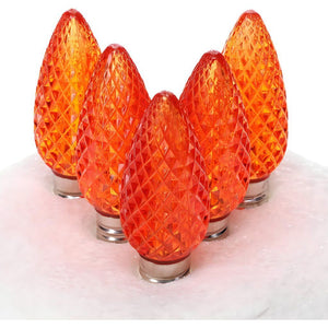 C9 Orange LED Christmas Light Bulbs, Faceted, Pack of 25 Christmas Lights Guanyi