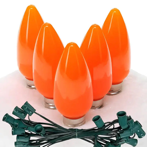 C9 Orange Smooth ProCore® LED Christmas Light Bulb String Light Set 25 Lights 25’ - Christmas Lights