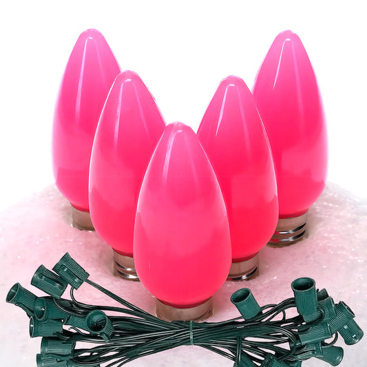 C9 Pink ProCore LED Christmas Light Bulb String Light Set Opaque 25 Lights 25’ - Christmas Lights