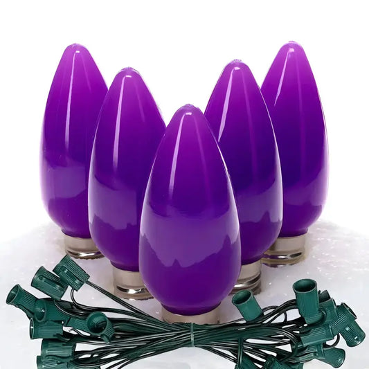C9 Purple Smooth ProCore LED Christmas Light Bulb String Light Set 25 Lights 25’ Christmas Lights