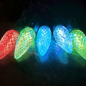 C9 RGB Color Changing Multicolor LED Christmas Light Bulbs, Faceted, Non-Dimmable, Pack of 25 Christmas Lights Guanyi