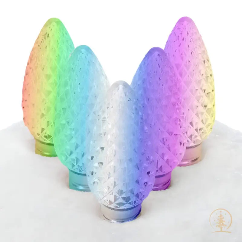 C9 RGB Color Changing Multicolor ProCore LED Christmas Light Bulbs Faceted Pack of 25 - Christmas Lights