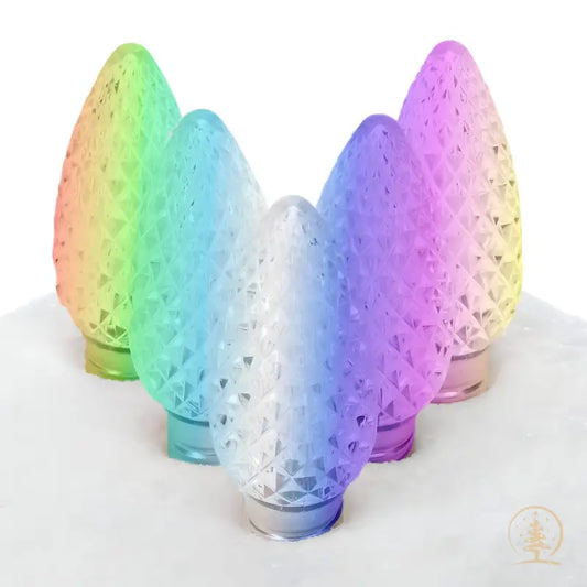 C9 RGB Color Changing Multicolor ProCore LED Christmas Light Bulbs Faceted Pack of 25 - Christmas Lights