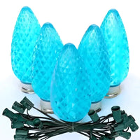 C9 Teal Faceted ProCore® LED Christmas Light Bulb String Light Set, 25 Lights, 25'
