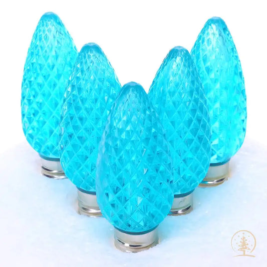 C9 Teal ProCore LED Christmas Light Bulbs Faceted Pack of 25 - Christmas Lights