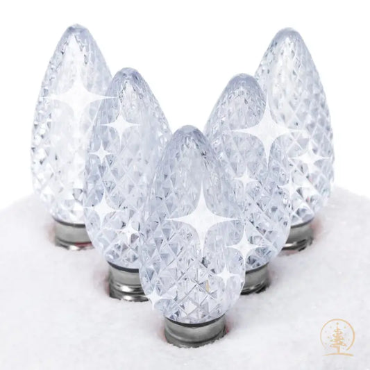C9 Twinkle Cool White ProCore LED Christmas Light Bulbs Faceted Pack of 25 - Christmas Lights