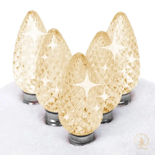 C9 Twinkle Warm White ProCore LED Christmas Light Bulbs Faceted Pack of 25 - Christmas Lights