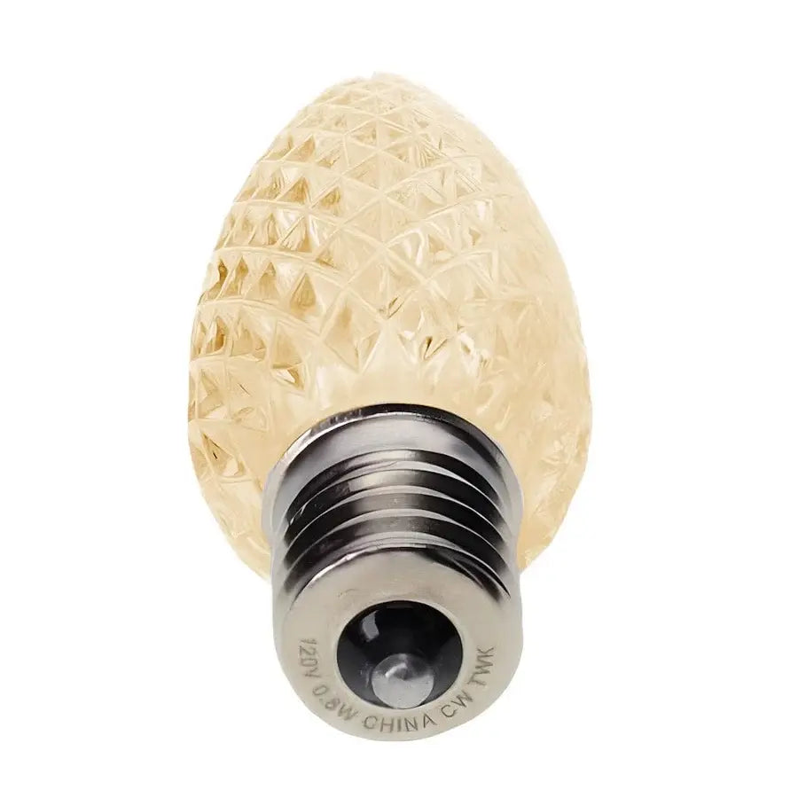 C9 warm white faceted ProCore LED Christmas light bulb with E17 screw base