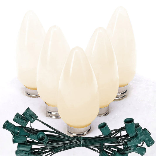 C9 Warm White ProCore LED Christmas Light Bulb String Light Set Opaque 25 Lights 25’ - Christmas Lights