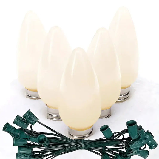 C9 Warm White Smooth ProCore LED Christmas Light Bulb String Light Set 25 Lights 25’ Christmas Lights