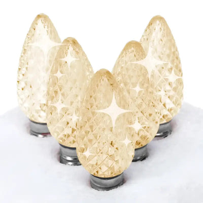 C9 Bulbs Warm White twinkle LED Christmas lights
