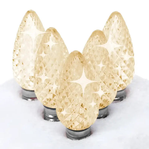 C9 Warm White Twinkle Faceted ProCore® LED Christmas Light Bulbs - Christmas Lights