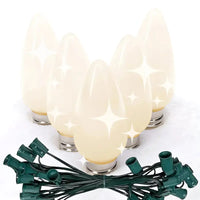 C9 Warm White Twinkle Smooth ProCore® LED Christmas Light Bulb String Light Set, 25 Lights, 25'