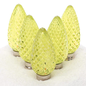 C9 Yellow / Gold LED Christmas Light Bulbs, Faceted, Pack of 25 - The Christmas Light Emporium