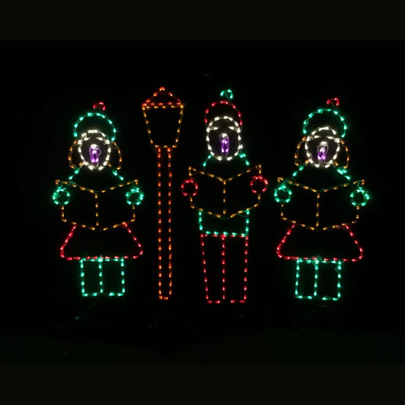 Carolers with Lamp Post 4 Piece Set - Wireframes Displays and Yard Art