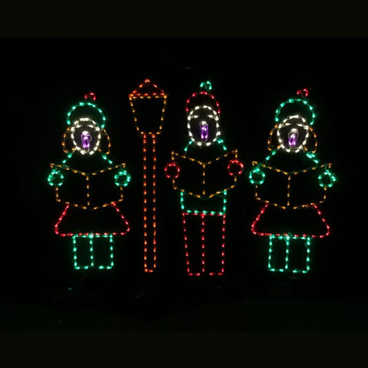 Carolers with Lamp Post 4 Piece Set - Wireframes Displays and Yard Art