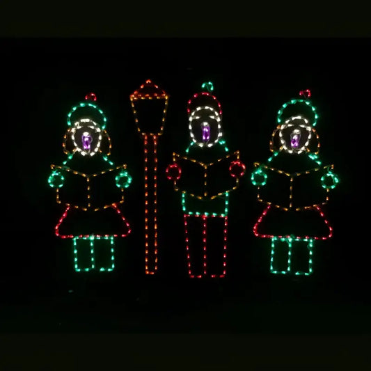 Carolers with Lamp Post 4 Piece Set Wireframes Displays and Yard Art