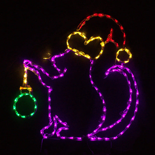 Cat with Santa Hat and Ornament - Wireframes Displays and Yard Art