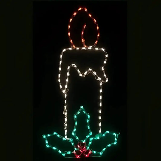 Christmas Candle with Holly Wireframes Displays and Yard Art